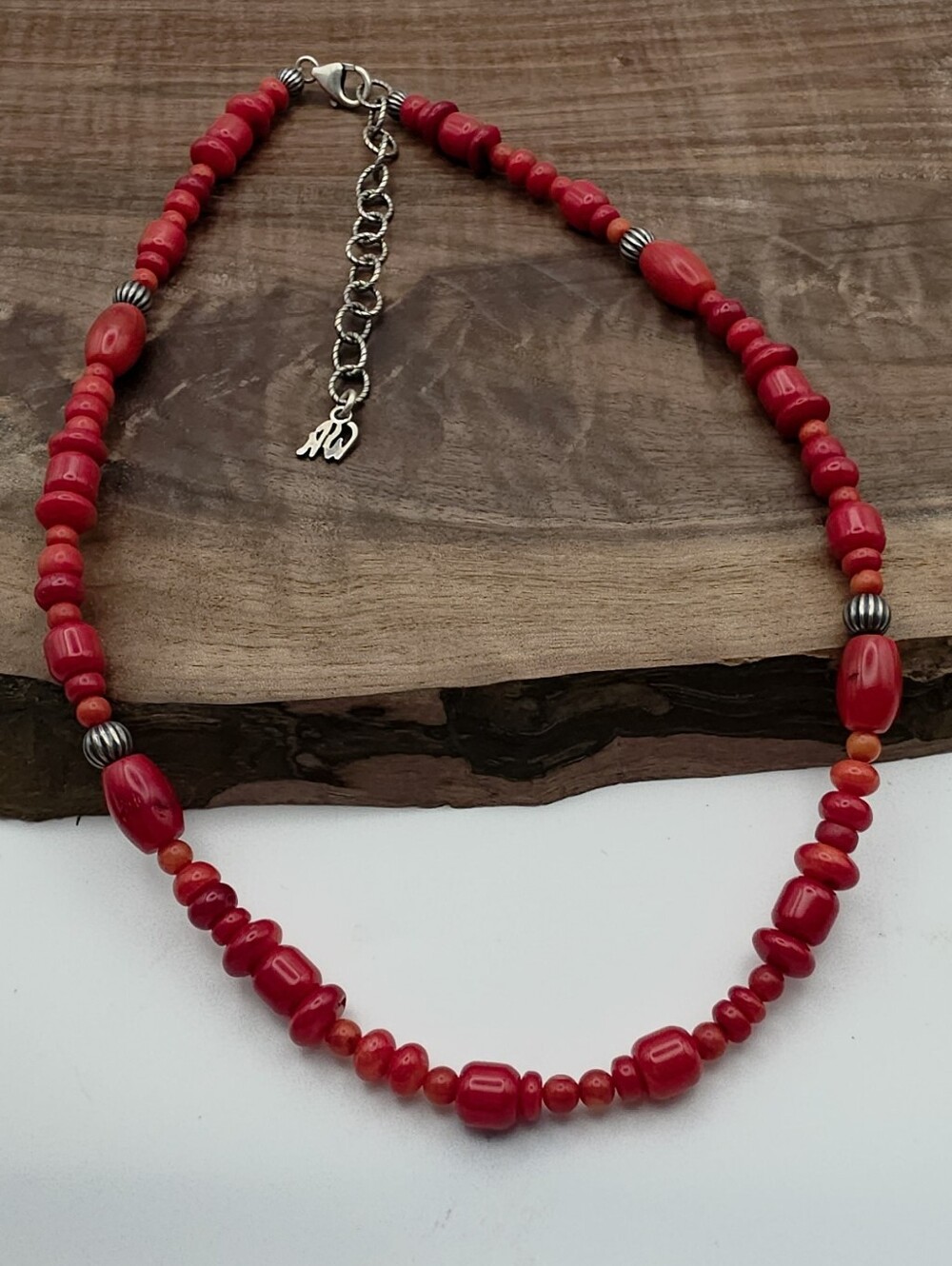 Carolyn Pollack American West Sterling Silver & Red Coral Beaded Necklace